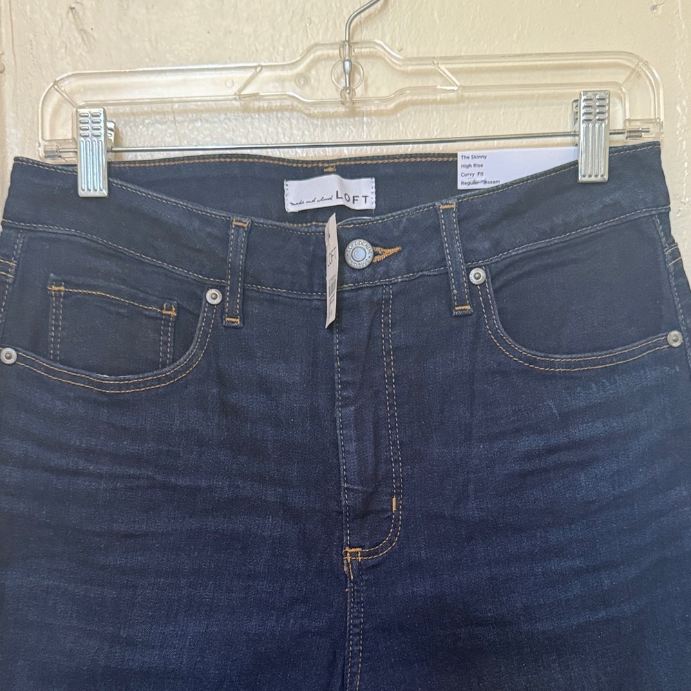 LOFT The Skinny High Waist Curvy Dark Wash Jeans